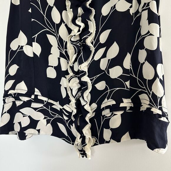 Tory Burch 100% Silk Ruffle Front Floral Sleeveless Blouse Sz 14 - Picture 3 of 6